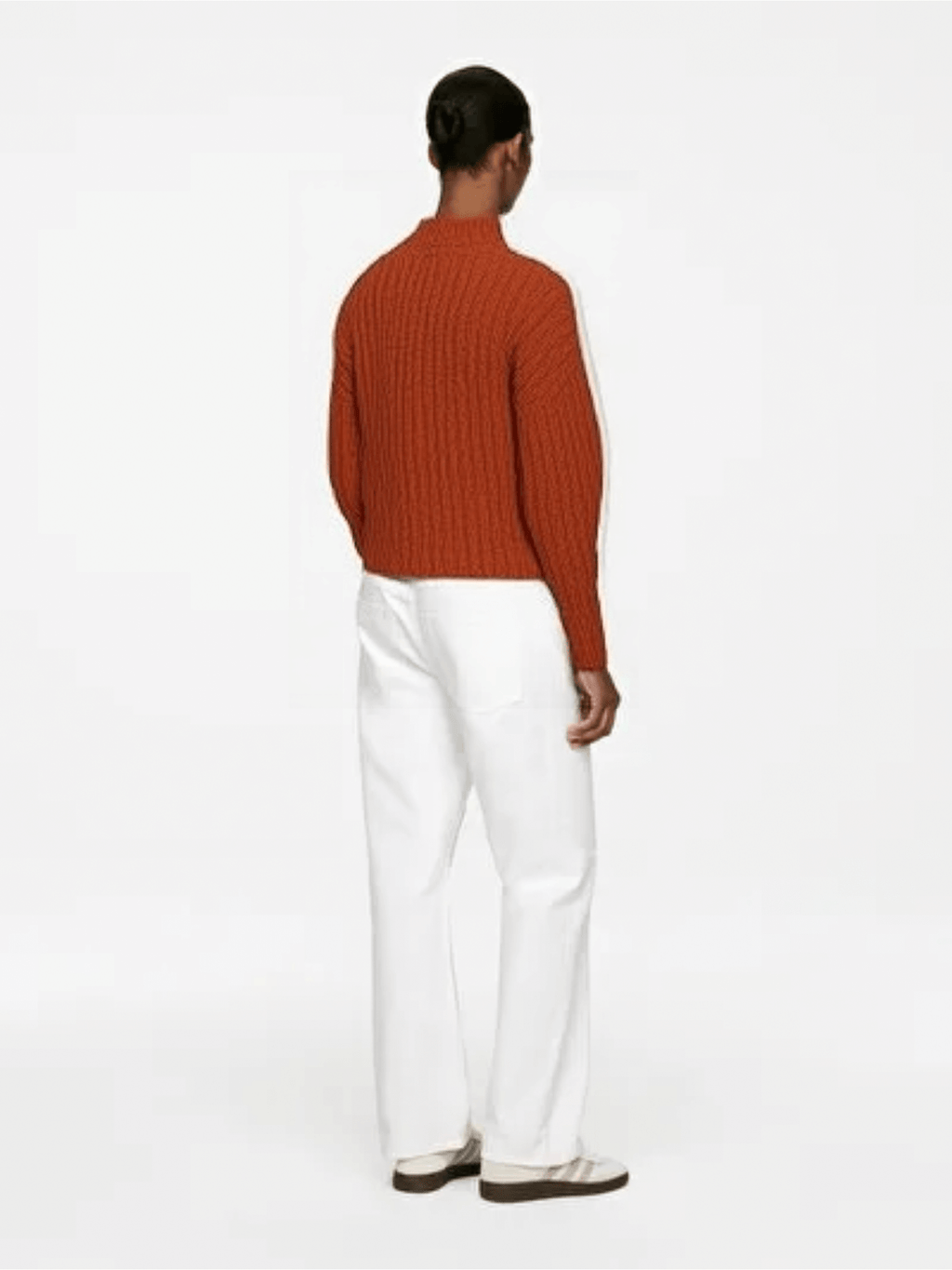 Rust Ribbed Turtleneck Knit Sweater