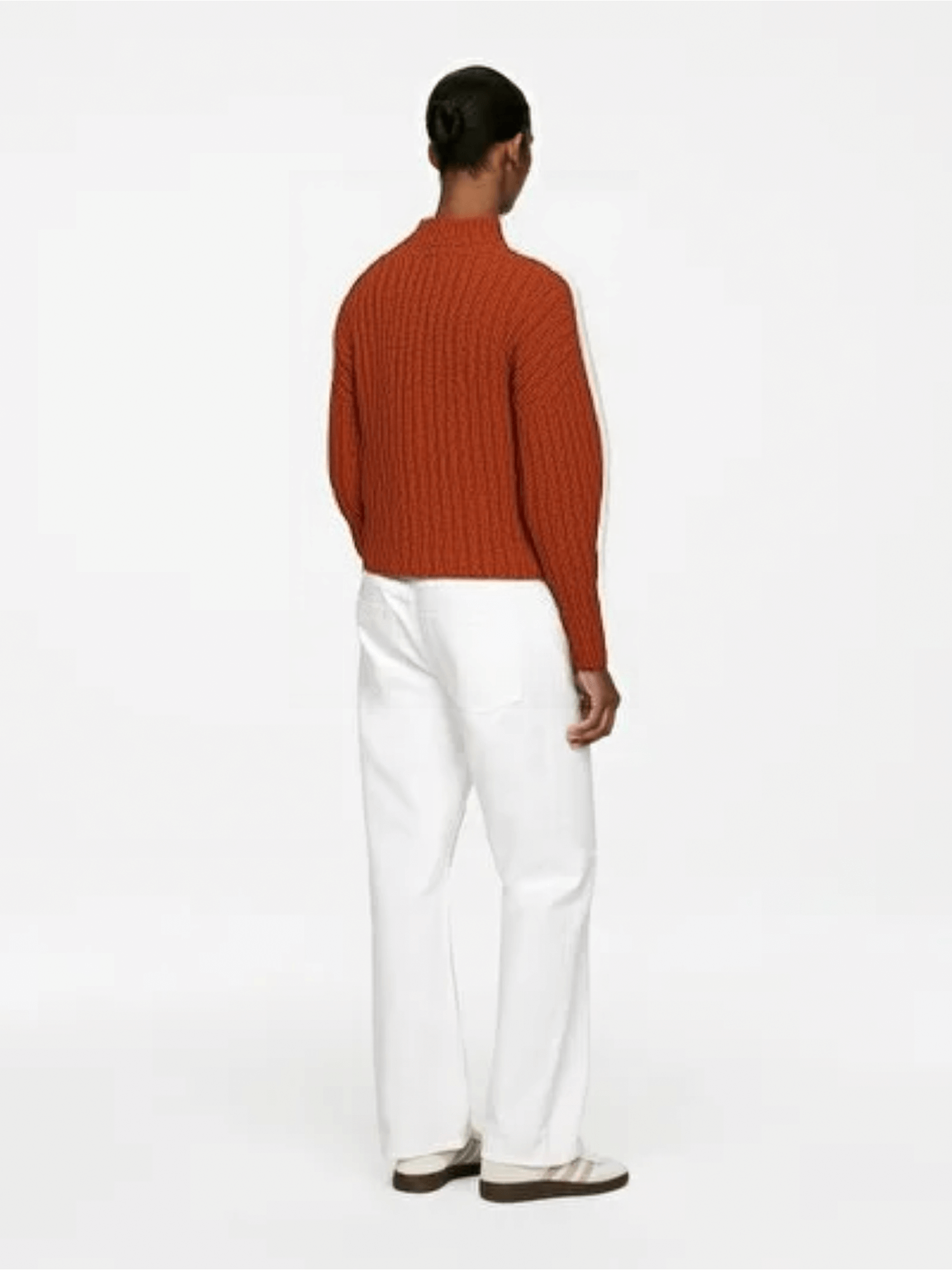 Rust Ribbed Turtleneck Knit Sweater