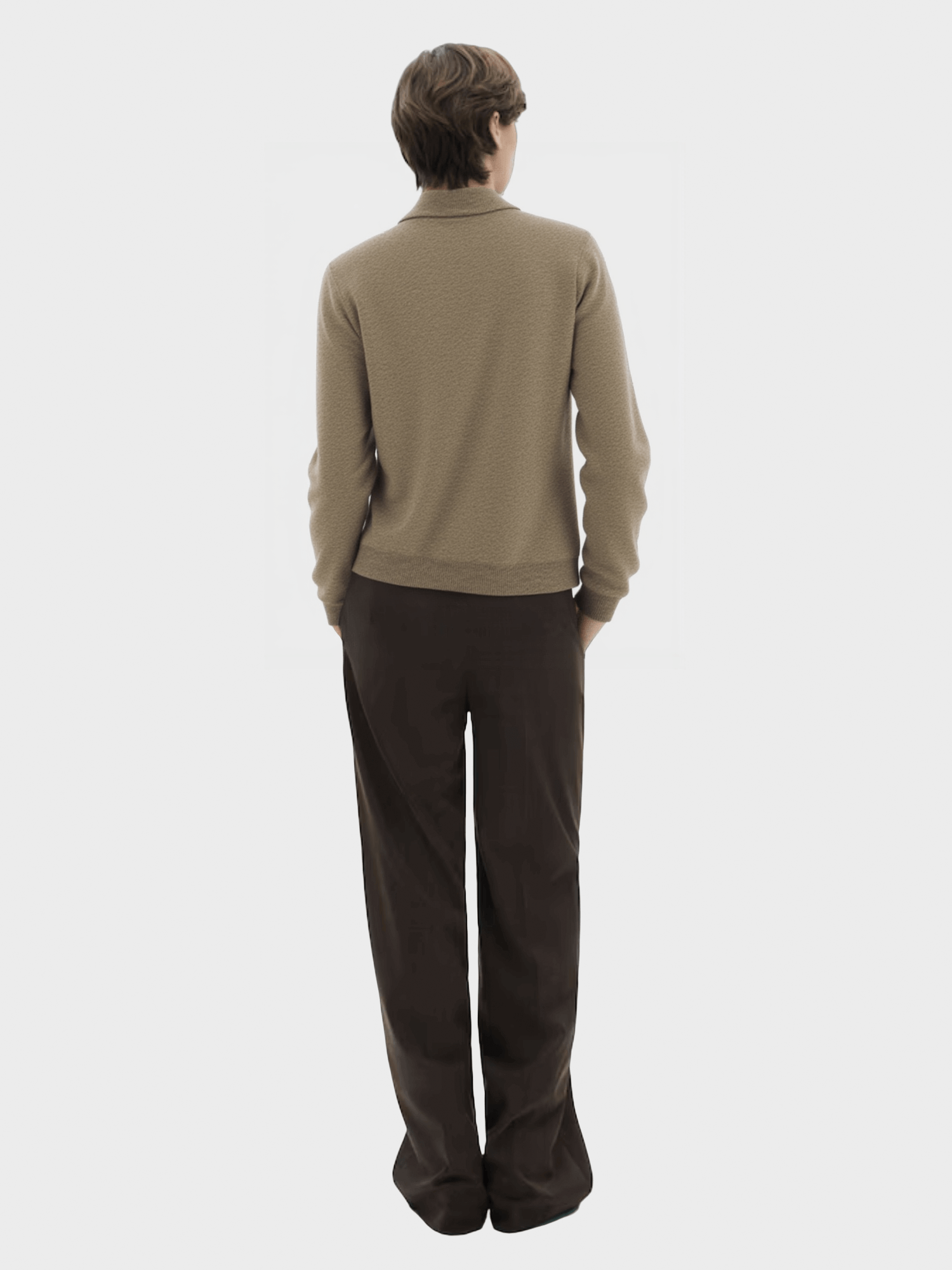 Khaki Polo - Collar Knit Cardigan