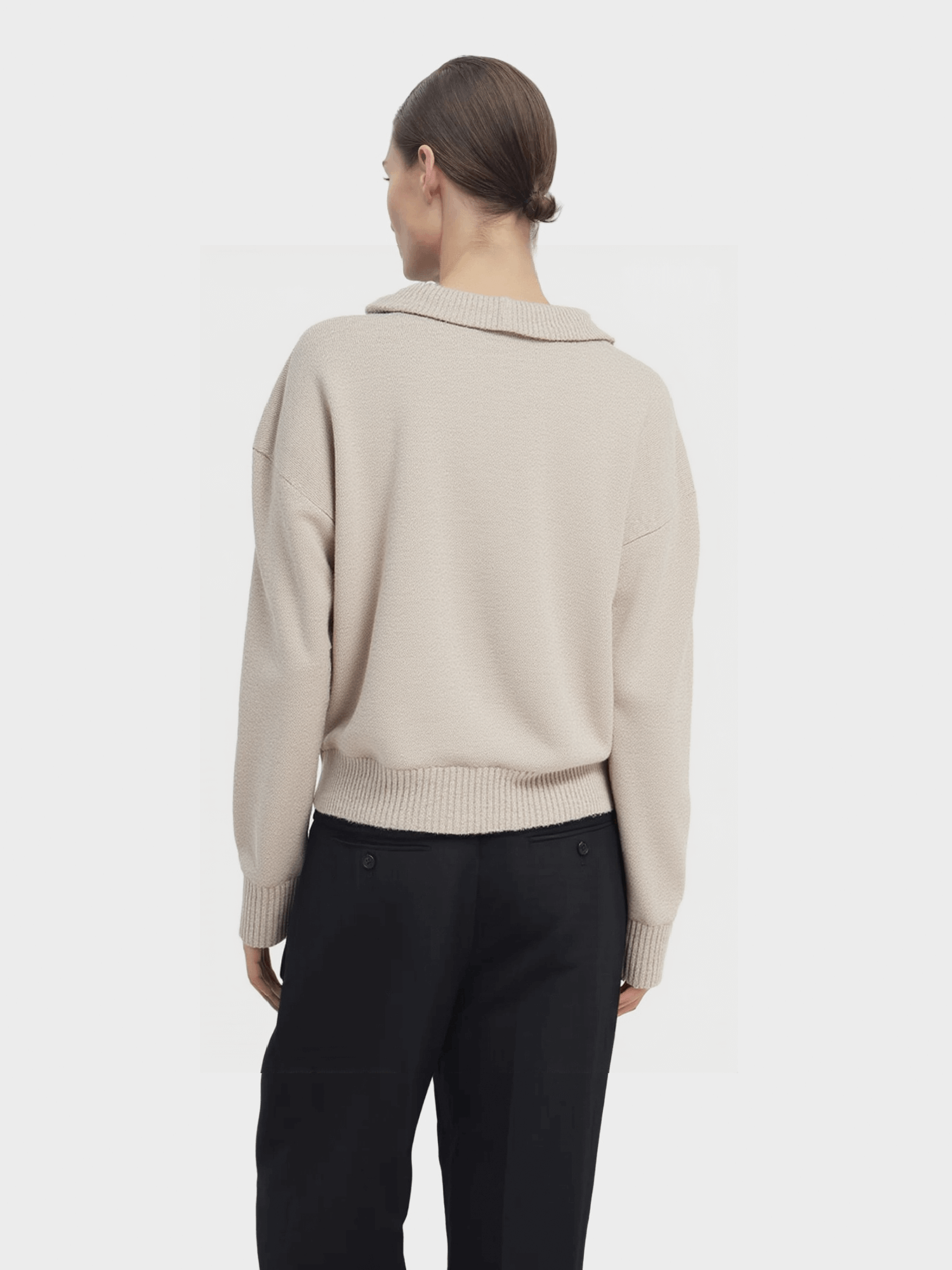 Beige Half-Zip Knit Sweater
