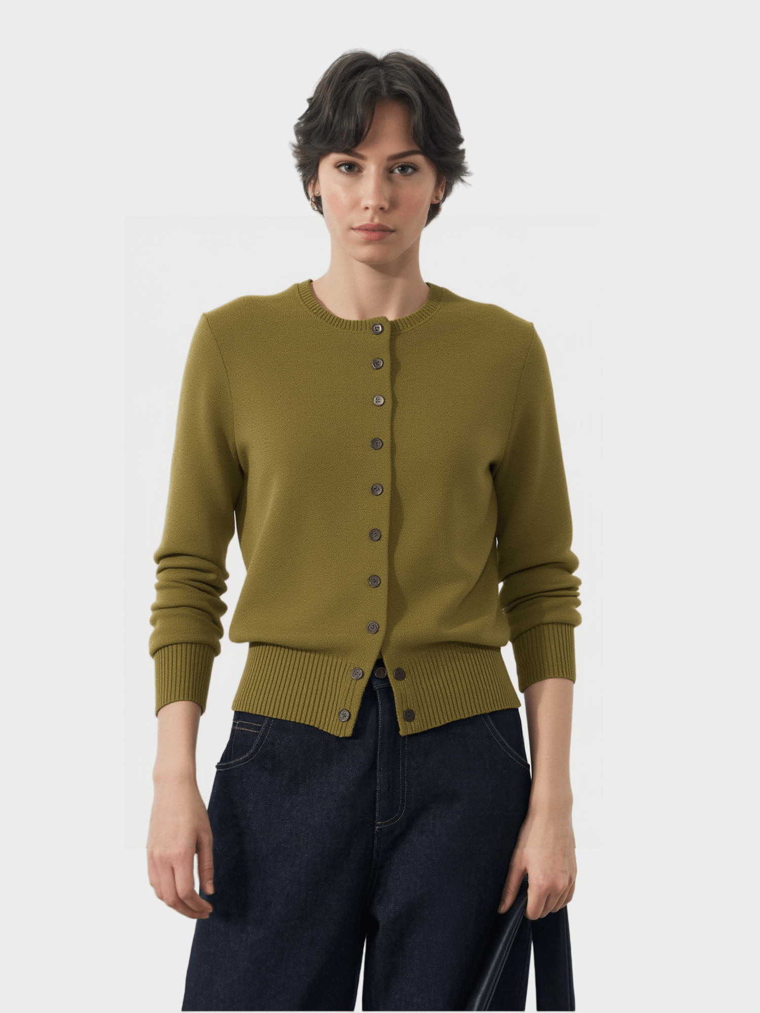 Olive Green Knit Cardigan