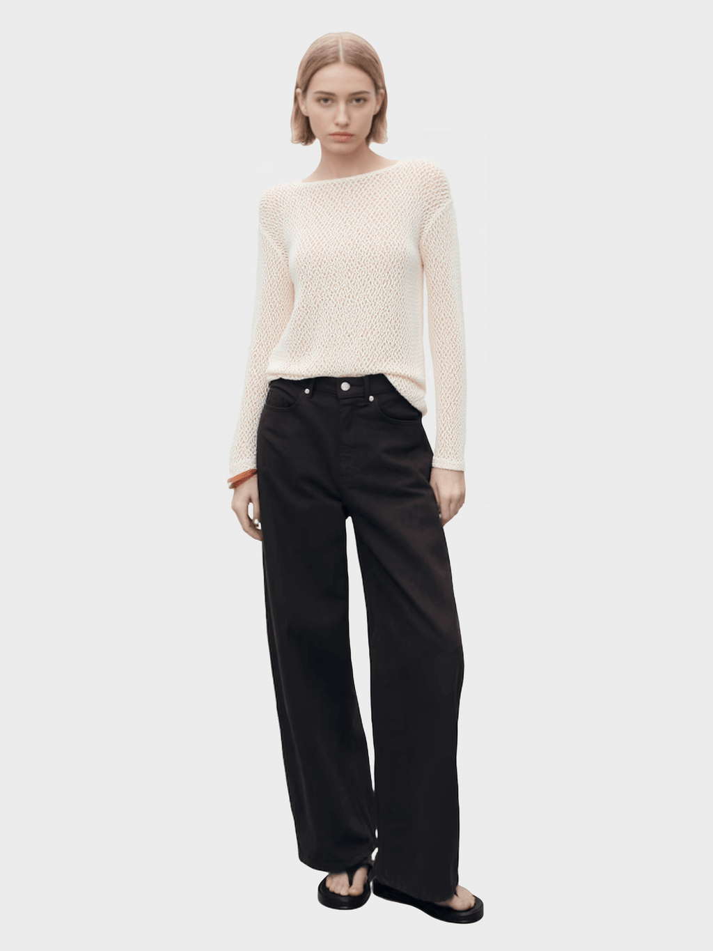 Beige Open-Knit Sweater
