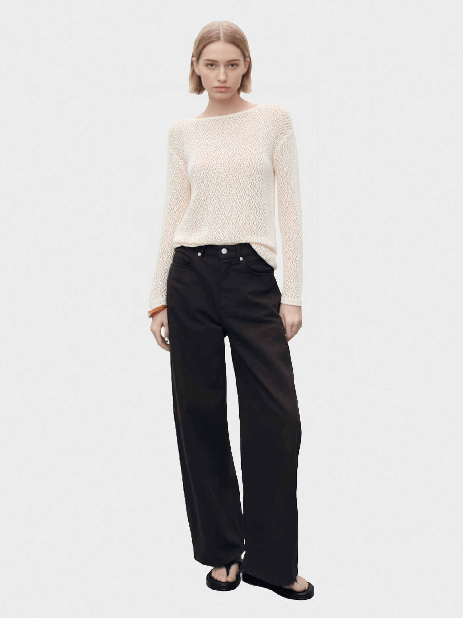 Beige Open-Knit Sweater