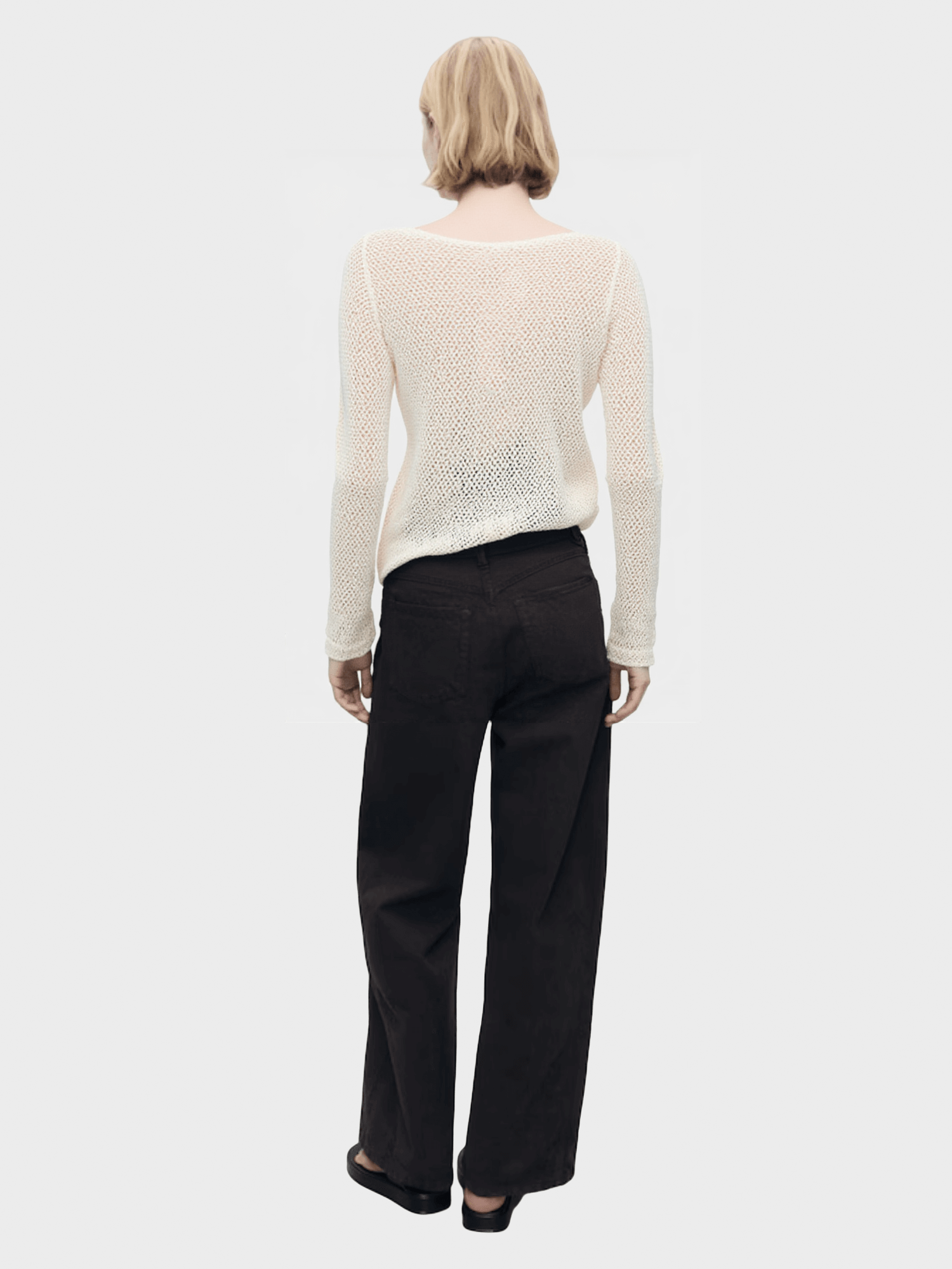 Beige Open-Knit Sweater