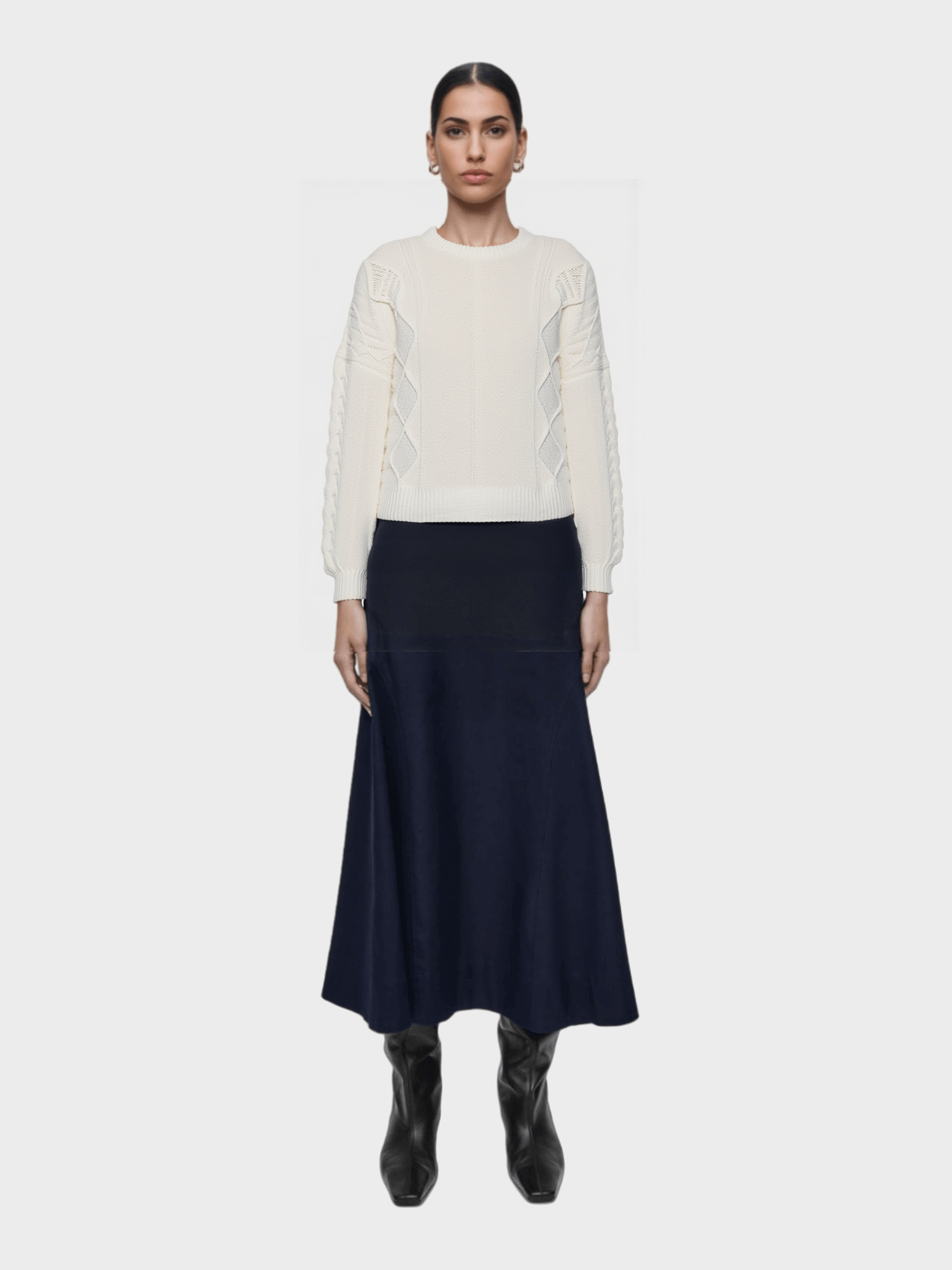 White Cable-Knit Sweater