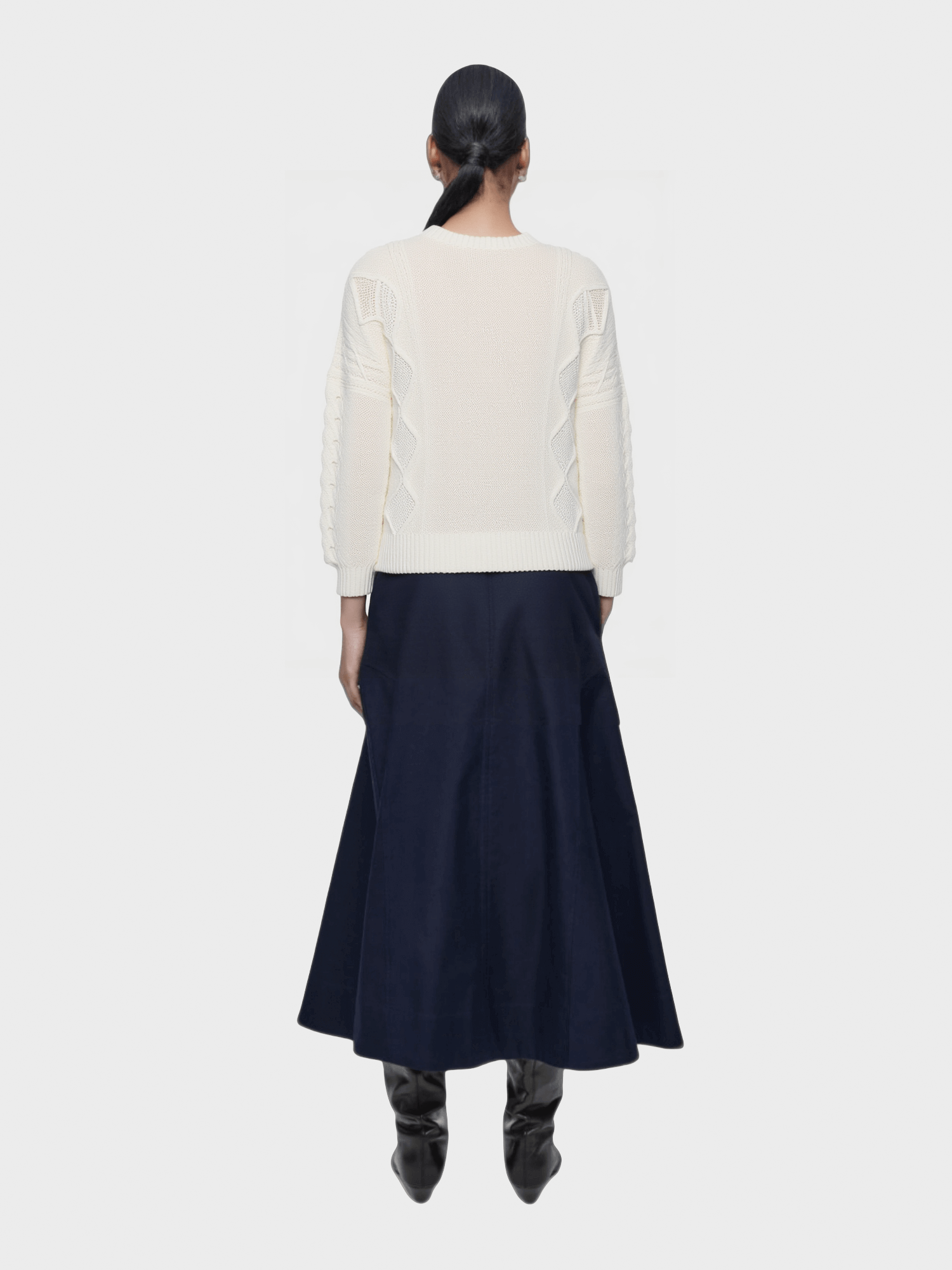 White Cable-Knit Sweater