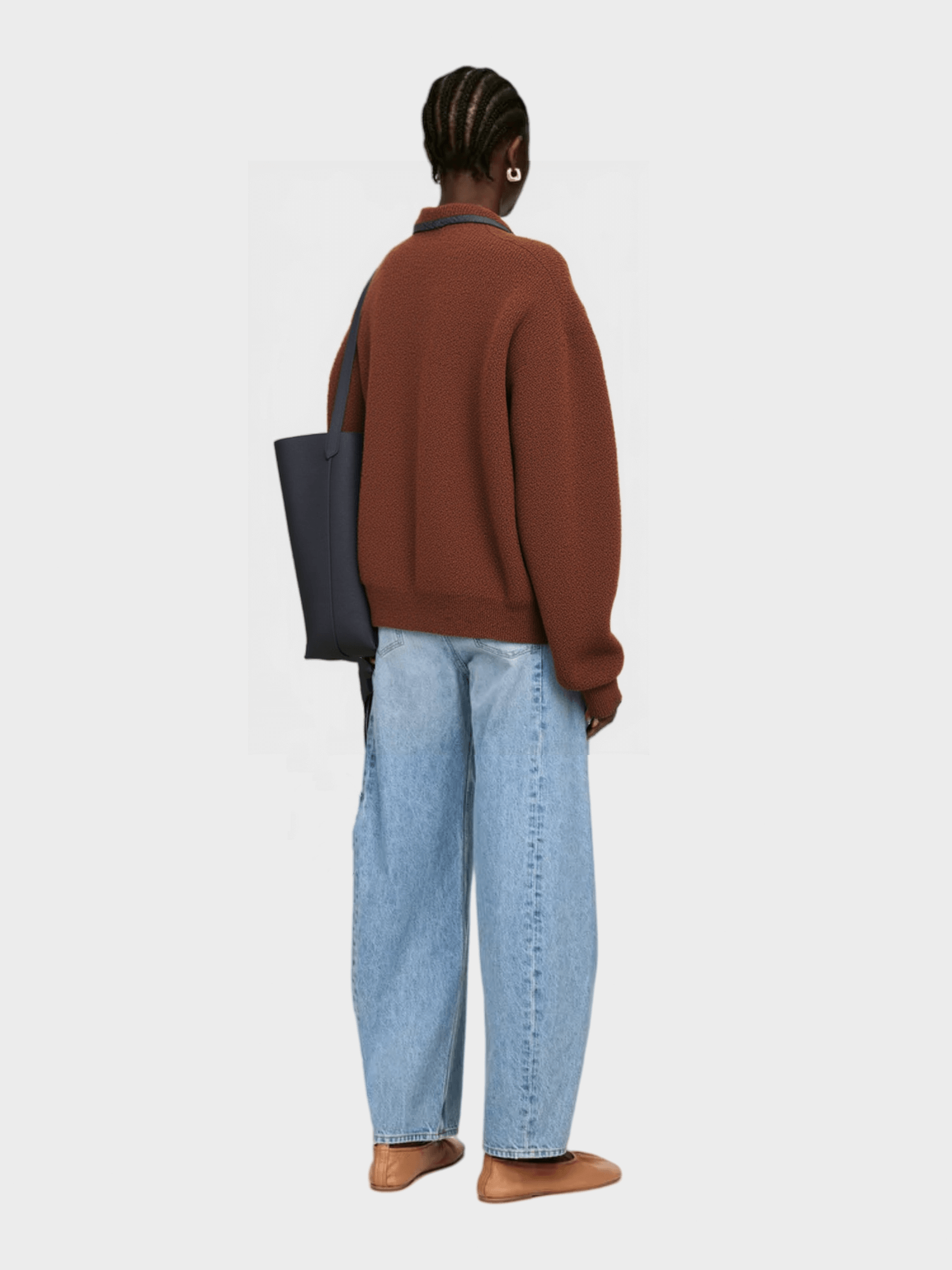 Brown Contrast-Trim Knit Cardigan