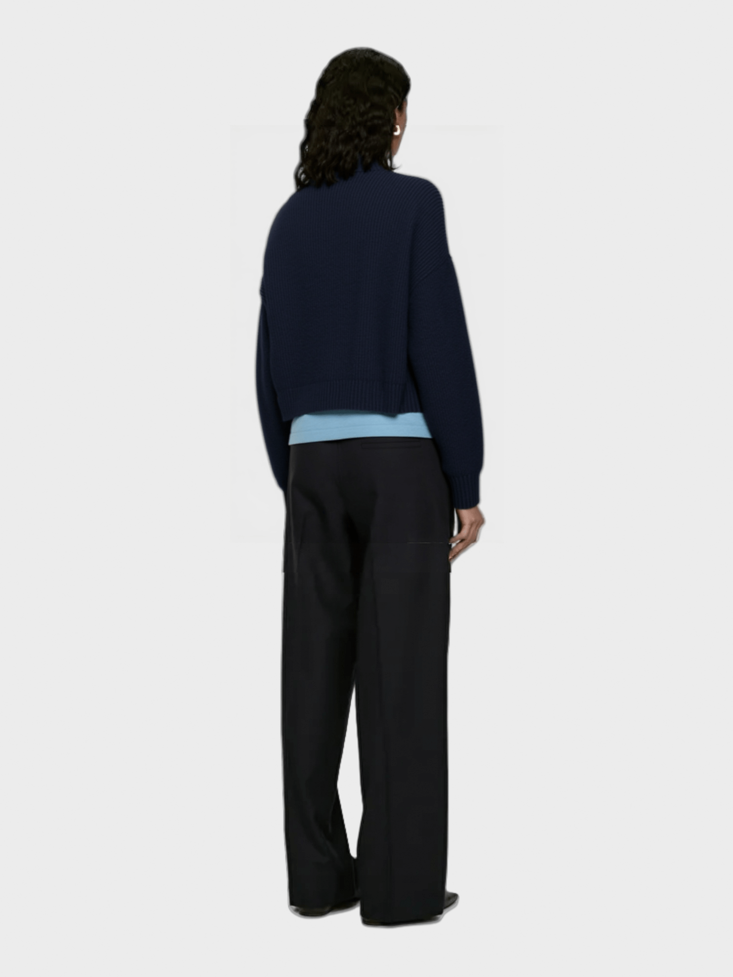 Navy Blue Half-Zip Knit Sweater