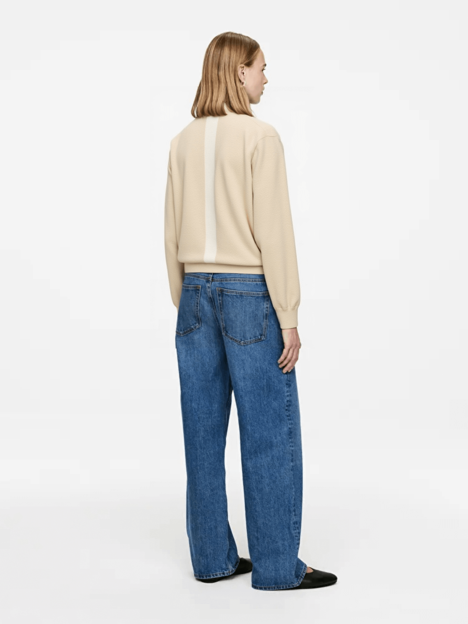 Beige Mock Neck Knit Sweater