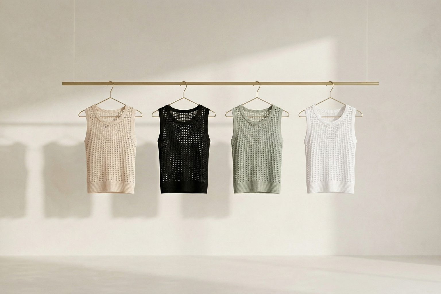 Women's Openwork Sleeveless Knit Top, Round Neck Summer Sweater